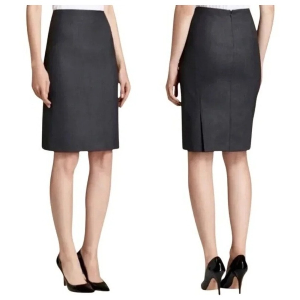 Theory Golda 2 Urban Pencil Skirt Double Back Slits Black 2